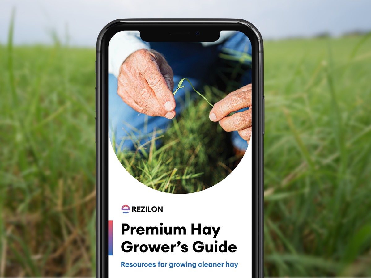 premium hay growers guide on phone screen