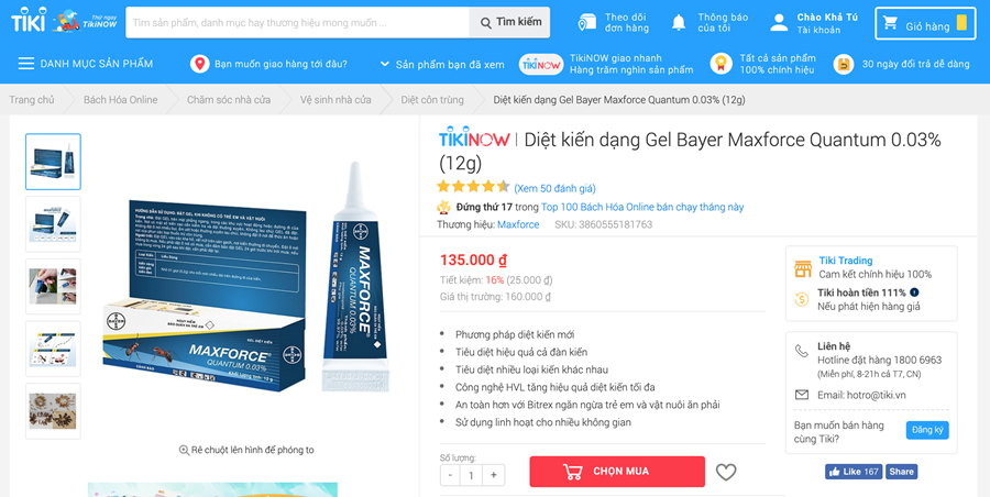 Bước 1: Vào trang web dành cho các sản phẩm