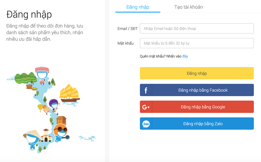 Bước 2.3: Ở góc phải của màn hình, nhấn vào ô Đăng nhập tài khoản