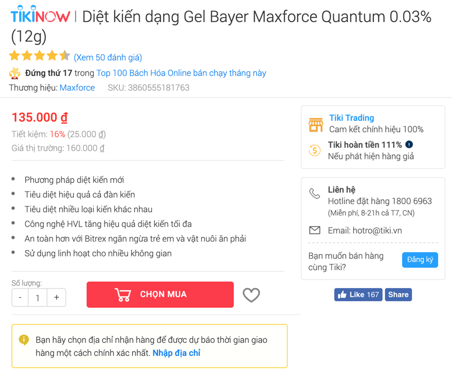 Bước 3: Sau khi đã đăng nhập, nhấn vào nút Chọn mua bên dưới thông tin sản phẩm